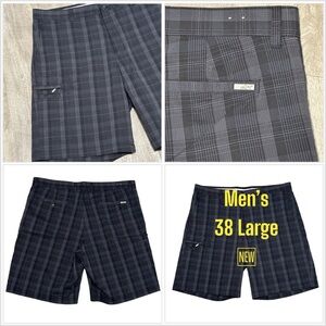 Men's Greg Norman Golf 38 Large Chino Khakis Shorts Black Stretch Grip Waistband